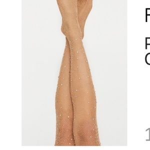 PLT Nude rhinestone fishnet tights